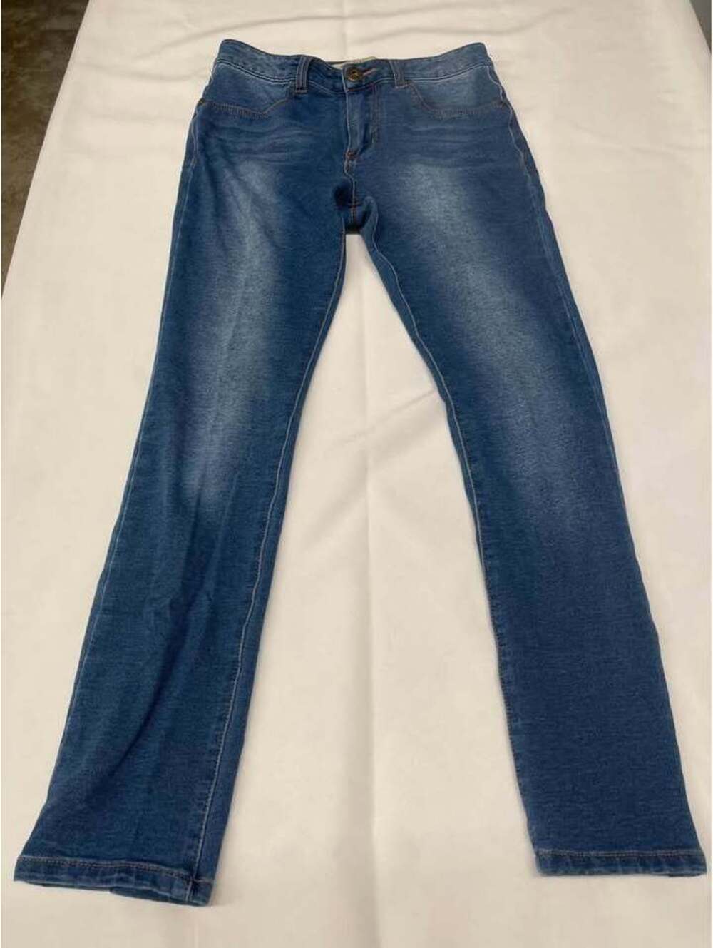 Guess Girls Size 14 Light Wash Stretch Jeans Rhinestone Triangle